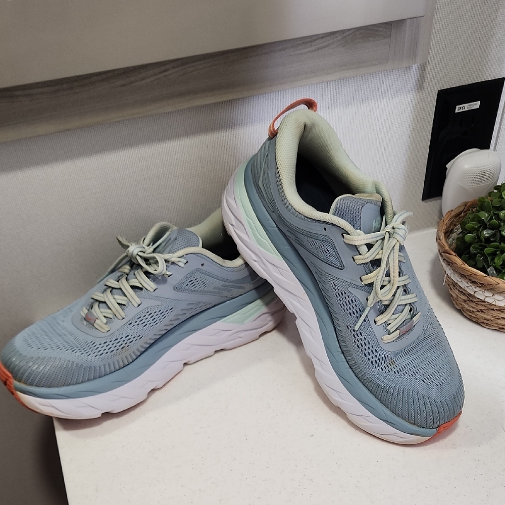 Hoka Women's Sneakers in Light Blue and White